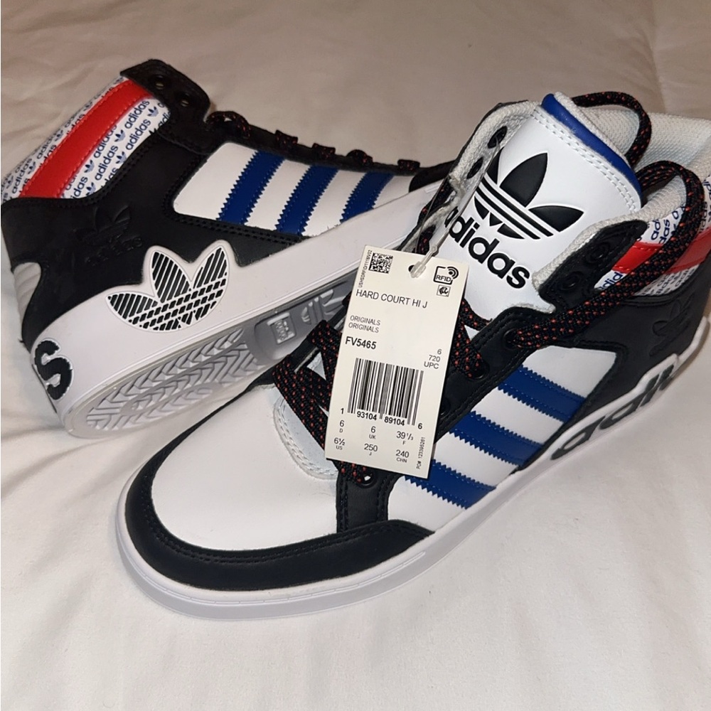 Adidas UNISEX Hard Court Hi Sneakers - White, Blue, Red